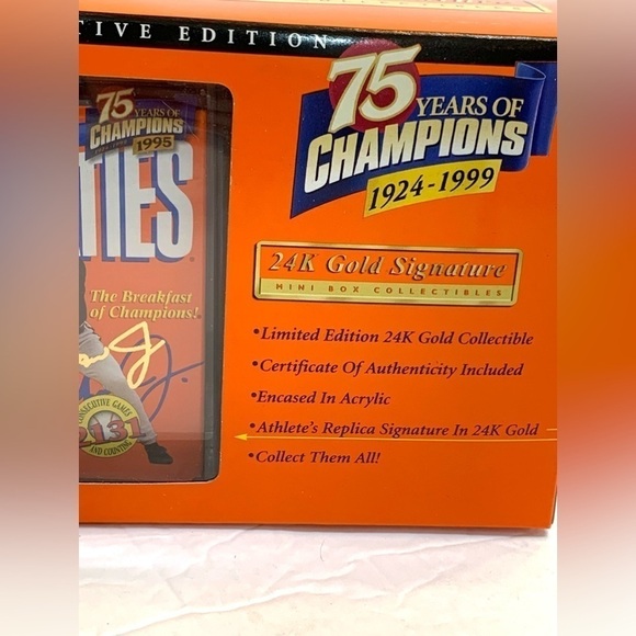 1999 CAL RIPKEN JR.75 YEARS OF CHAMPIONS 24K GOLD SIGNATURE WHEATIES BOX NIB COA - Picture 3 of 5
